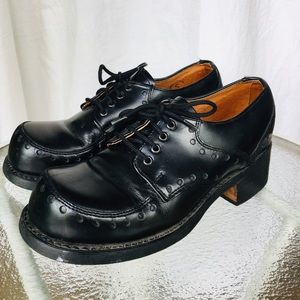 Shellys London Grunge Platform Black Lace Up Sheos